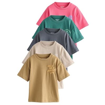 NEXT Niños Pack de 5 Camisetas pequeñas de Manga Corta con Estampado gráfico NEXT Niños Pack de 5 Camisetas pequeñas de Manga Corta con Estampado gráfico