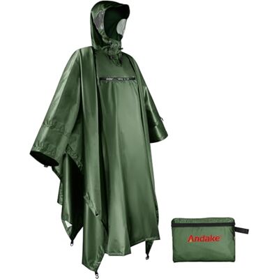 Andake Poncho de Lluvia con Capucha Chubasquero Impermeable Ligero Multifuncional como Toldo Manta Estera de Camping para Senderismo Ciclismo Andake Poncho de Lluvia con Capucha Chubasquero Impermeable Ligero Multifuncional como Toldo Manta Estera de Camping para Senderismo Ciclismo