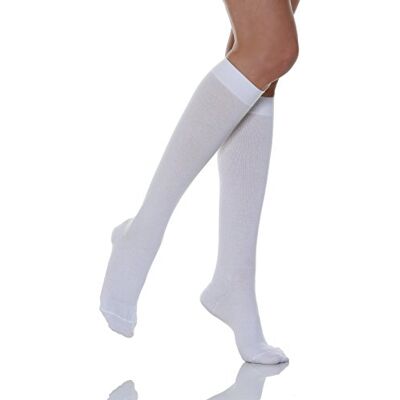 Relaxsan 820 Meias de compressão graduada 18-22 mmHg algodão unissexo homem mulher, Branco Relaxsan 820 Meias de compressão graduada 18-22 mmHg algodão unissexo homem mulher, Branco