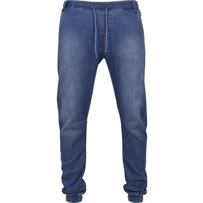 Urban Classics Calças de fato de treino Knitted Denim homem calças de desporto azuis, azul, L Urban Classics Calças de fato de treino Knitted Denim homem calças de desporto azuis, azul, L