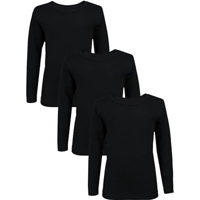 TupTam T-shirt interior para criança, conjunto de 3 camisolas de manga comprida 100 % algodão, confortáveis e respiráveis TupTam T-shirt interior para criança, conjunto de 3 camisolas de manga comprida 100 % algodão, confortáveis e respiráveis