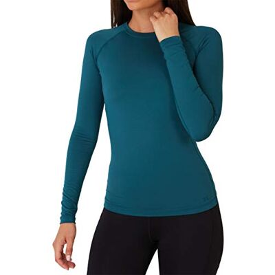 TCA T-shirt térmica mulher justa t-shirt térmica mulher de manga comprida com tecnologia super térmica t-shirts térmicas compressão de manga comprida para corrida ginásio ciclismo, azul, Médio TCA T-shirt térmica mulher justa t-shirt térmica mulher de manga comprida com tecnologia super térmica t-shirts térmicas compressão de manga comprida para corrida ginásio ciclismo, azul, Médio