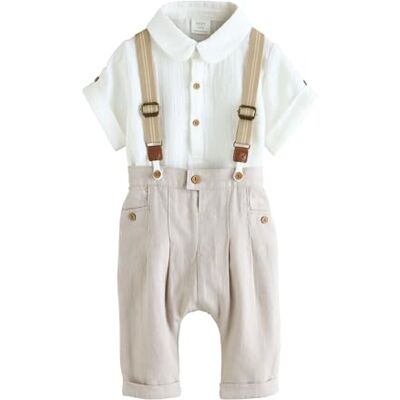 NEXT Bebés niño Conjunto de 3 piezas de camisa, pantalones y tirantes para bebé NEXT Bebés niño Conjunto de 3 piezas de camisa, pantalones y tirantes para bebé