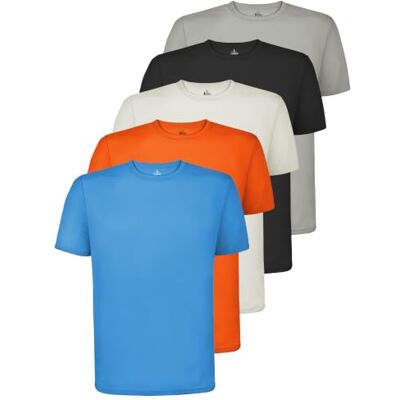 ALPIDEX Pack de 5 t-shirts desportivas homem manga curta respiráveis 100% poliéster, secagem rápida, corrida, fitness, trekking, verão, OEKO-TEX, lazer, redondo ALPIDEX Pack de 5 t-shirts desportivas homem manga curta respiráveis 100% poliéster, secagem rápida, corrida, fitness, trekking, verão, OEKO-TEX, lazer, redondo