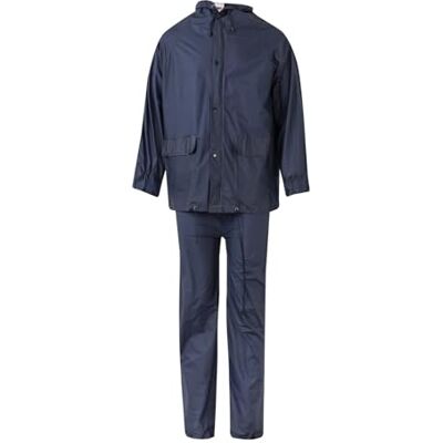 VELILLA 19000 Fato de chuva de duas peças com capuz, cor azul-marinho, tamanho XXL VELILLA 19000 Fato de chuva de duas peças com capuz, cor azul-marinho, tamanho XXL