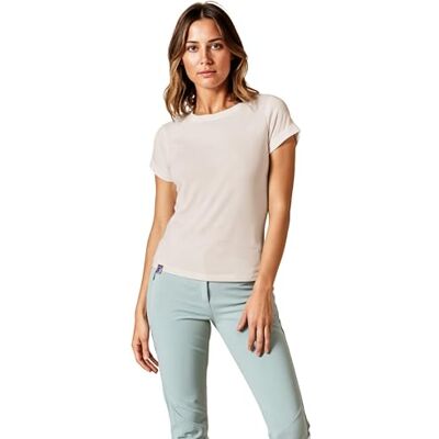 ALPIN LOACKER Camisola de Mulher de Lã Merino de Manga Curta e Polo Transpirável e de Secagem Rápida para Desporto e Caminhadas Camisola Térmica Funcional, Branco e ouro., Pequeno ALPIN LOACKER Camisola de Mulher de Lã Merino de Manga Curta e Polo Transpirável e de Secagem Rápida para Desporto e Caminhadas Camisola Térmica Funcional, Branco e ouro., Pequeno