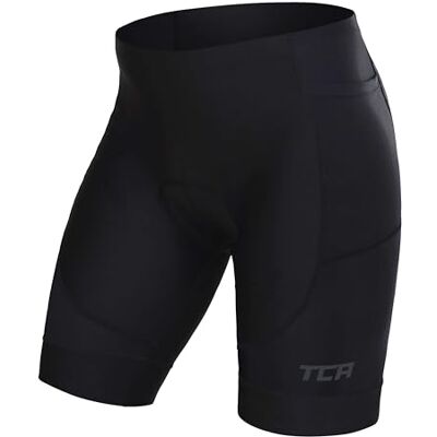 TCA Calções acolchoados para ciclismo para homem Slipstream, de secagem rápida, respiráveis e antiderrapantes, com bolso traseiro com fecho de correr. Ideal para ciclismo, Preto, M TCA Calções acolchoados para ciclismo para homem Slipstream, de secagem rápida, respiráveis e antiderrapantes, com bolso traseiro com fecho de correr. Ideal para ciclismo, Preto, M