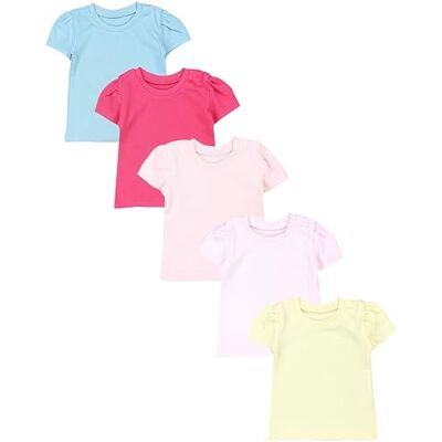TupTam T-shirt de bebé para menina, manga curta, estampado colorido conjunto de 5 TupTam T-shirt de bebé para menina, manga curta, estampado colorido conjunto de 5