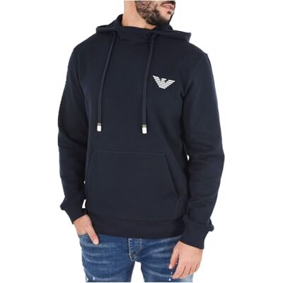 Giorgio Armani Sudadera con capucha para hombre, azul marino Giorgio Armani Sudadera con capucha para hombre, azul marino
