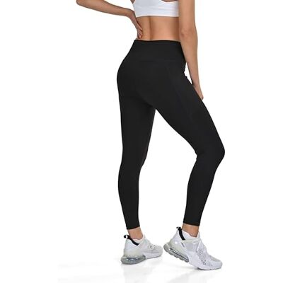 TCA Leggings desportivas mulher leggings cintura alta 7/8 leggings desporto mulher com controlo de abdómen, 2 bolsos laterais abertos leggings para correr ginásio ioga pilates e treinar, Preto TCA Leggings desportivas mulher leggings cintura alta 7/8 leggings desporto mulher com controlo de abdómen, 2 bolsos laterais abertos leggings para correr ginásio ioga pilates e treinar, Preto
