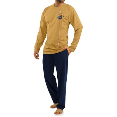Sesto Senso Pijama de algodão militar para homem manga comprida calças de pijama conjunto de roupa de dormir Sesto Senso Pijama de algodão militar para homem manga comprida calças de pijama conjunto de roupa de dormir