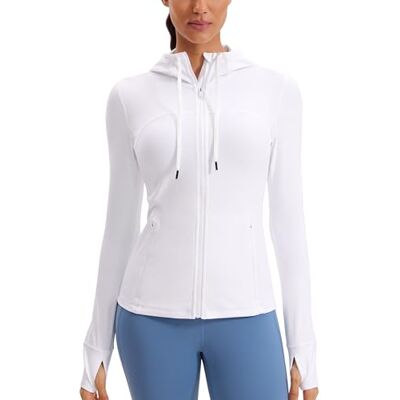 CRZ YOGA Butterluxe casaco com capuz Extremamente macio, desporto, corte ajustado, ventilação traseira de malha, orifício para o polegar, para mulher CRZ YOGA Butterluxe casaco com capuz Extremamente macio, desporto, corte ajustado, ventilação traseira de malha, orifício para o polegar, para mulher