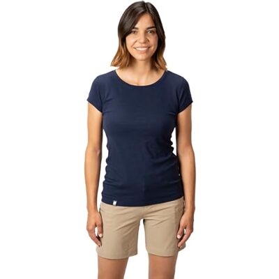ALPIN LOACKER T-shirt de mulher de lã mineral de manga curta e polo respirável e de secagem rápida para desporto e caminhadas t-shirt térmica funcional, Azul Marinho, Pequeno ALPIN LOACKER T-shirt de mulher de lã mineral de manga curta e polo respirável e de secagem rápida para desporto e caminhadas t-shirt térmica funcional, Azul Marinho, Pequeno