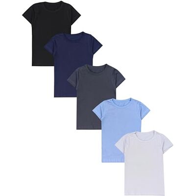 TupTam T-shirt interior para criança, conjunto de 5 camisolas de manga curta, 100% algodão, confortáveis e respiráveis TupTam T-shirt interior para criança, conjunto de 5 camisolas de manga curta, 100% algodão, confortáveis e respiráveis