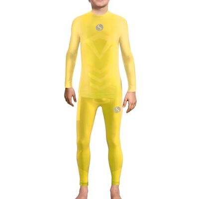 Sesto Senso Conjunto térmico para crianças roupa interior funcional t-shirt de manga comprida leggings camada base, Amarelo Sesto Senso Conjunto térmico para crianças roupa interior funcional t-shirt de manga comprida leggings camada base, Amarelo