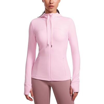 CRZ YOGA Butterluxe casaco com capuz Extremamente macio, desporto, corte ajustado, ventilação traseira de malha, orifício para o polegar, para mulher CRZ YOGA Butterluxe casaco com capuz Extremamente macio, desporto, corte ajustado, ventilação traseira de malha, orifício para o polegar, para mulher
