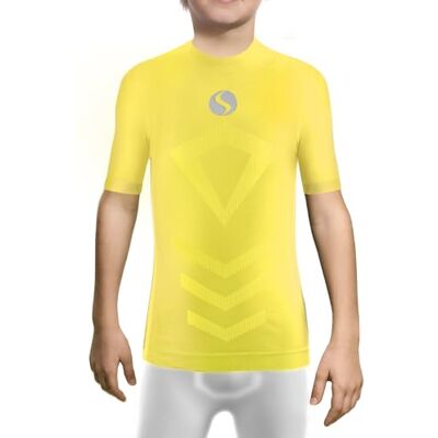 Sesto Senso T-shirt térmica para criança, manga curta, t-shirt desportiva, Amarelo Sesto Senso T-shirt térmica para criança, manga curta, t-shirt desportiva, Amarelo