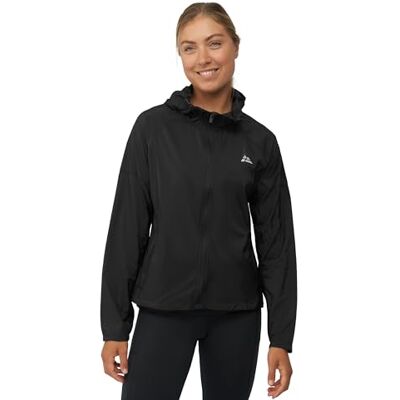 DANISH ENDURANCE Corta-vento para mulher, casaco desportivo com capuz ajustável, punhos elásticos, Preto, S DANISH ENDURANCE Corta-vento para mulher, casaco desportivo com capuz ajustável, punhos elásticos, Preto, S