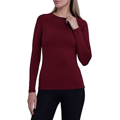TCA T-shirt térmica mulher justa t-shirt térmica mulher de manga comprida com tecnologia super térmica t-shirts térmicas compressão de manga comprida para corrida ginásio ciclismo, Cabernet, L TCA T-shirt térmica mulher justa t-shirt térmica mulher de manga comprida com tecnologia super térmica t-shirts térmicas compressão de manga comprida para corrida ginásio ciclismo, Cabernet, L