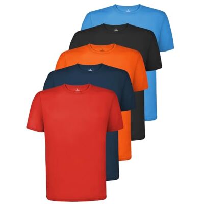ALPIDEX Pack de 5 t-shirts desportivas homem manga curta respiráveis 100% poliéster, secagem rápida, corrida, fitness, trekking, verão, OEKO-TEX, lazer, redondo ALPIDEX Pack de 5 t-shirts desportivas homem manga curta respiráveis 100% poliéster, secagem rápida, corrida, fitness, trekking, verão, OEKO-TEX, lazer, redondo