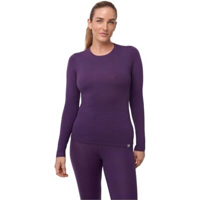 DANISH ENDURANCE T-shirt térmica de lã mineral para mulher, manga comprida T-shirt térmica de lã Merino, 180 g/m², quente e respirável, com ajuste ergonómico, para caminhadas, esqui e uso em casa DANISH ENDURANCE T-shirt térmica de lã mineral para mulher, manga comprida T-shirt térmica de lã Merino, 180 g/m², quente e respirável, com ajuste ergonómico, para caminhadas, esqui e uso em casa