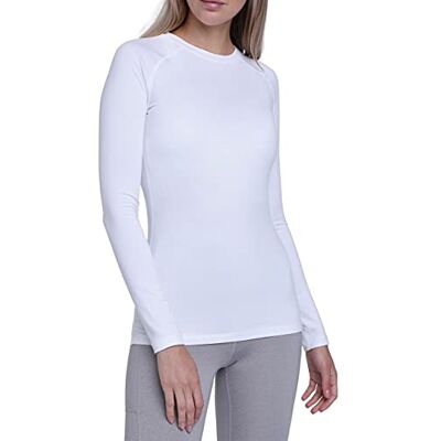 TCA T-shirt térmica mulher justa t-shirt térmica mulher de manga comprida com tecnologia super térmica t-shirts térmicas compressão de manga comprida para corrida ginásio ciclismo, Branco, Médio TCA T-shirt térmica mulher justa t-shirt térmica mulher de manga comprida com tecnologia super térmica t-shirts térmicas compressão de manga comprida para corrida ginásio ciclismo, Branco, Médio
