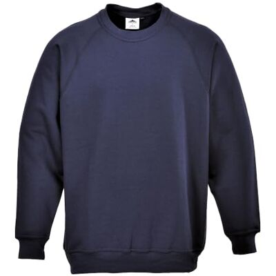Portwest Sudadera Roma, Tamanho: L, Cor: Marinho, azul-marinho, L, UPF 50, unissexo, manga de rago, 35% algodão, 65% poliéster, costuras com ponto duplo, durável, leve Portwest Sudadera Roma, Tamanho: L, Cor: Marinho, azul-marinho, L, UPF 50, unissexo, manga de rago, 35% algodão, 65% poliéster, costuras com ponto duplo, durável, leve