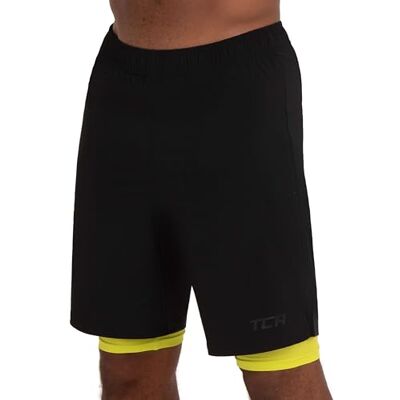 TCA Calção Curto Homem Esporte com Bolsos e Leggings Calções Esportivos Homem para Corrida, Academia, Padel Homem 2 em 1 com Leggings Curtas e Bolsos com Zíper, Preto TCA Calção Curto Homem Esporte com Bolsos e Leggings Calções Esportivos Homem para Corrida, Academia, Padel Homem 2 em 1 com Leggings Curtas e Bolsos com Zíper, Preto
