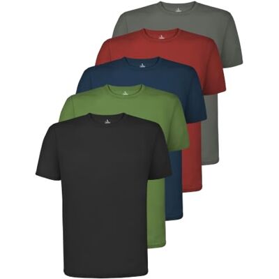 ALPIDEX Pack de 5 t-shirts desportivas homem manga curta respiráveis 100% poliéster, secagem rápida, corrida, fitness, trekking, verão, OEKO-TEX, lazer, redondo ALPIDEX Pack de 5 t-shirts desportivas homem manga curta respiráveis 100% poliéster, secagem rápida, corrida, fitness, trekking, verão, OEKO-TEX, lazer, redondo