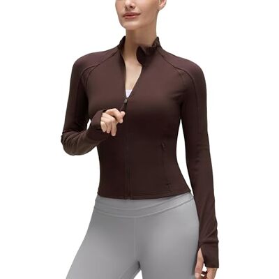 CRZ YOGA Mulher Butterluxe casaco curto de treino com fecho completo Extremamente macio, desporto, corte ajustado, fecho de correr completo, bolsos laterais, orifício para o polegar, para mulher CRZ YOGA Mulher Butterluxe casaco curto de treino com fecho completo Extremamente macio, desporto, corte ajustado, fecho de correr completo, bolsos laterais, orifício para o polegar, para mulher