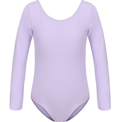 HIPPOSEUS Collant de ballet dança para menina mangas compridas ballet body collants dança clássica ginástica rítmica, AM0019, Roxo HIPPOSEUS Collant de ballet dança para menina mangas compridas ballet body collants dança clássica ginástica rítmica, AM0019, Roxo