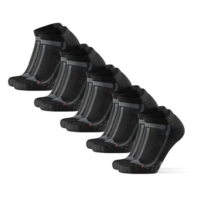 DANISH ENDURANCE Meias de corrida para homem, antiderrapantes, meias antibolhas, homens e mulheres, 5 pacotes, Preto / cinzento DANISH ENDURANCE Meias de corrida para homem, antiderrapantes, meias antibolhas, homens e mulheres, 5 pacotes, Preto / cinzento