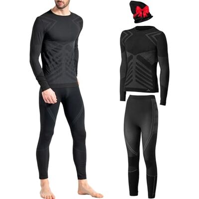 Risalti Roupa térmica homem frio Set Energy T-shirt térmica para homem, manga comprida e malhas, roupa interior inverno respirável e termorreguladora, Seamless – Made in Italy Risalti Roupa térmica homem frio Set Energy T-shirt térmica para homem, manga comprida e malhas, roupa interior inverno respirável e termorreguladora, Seamless – Made in Italy