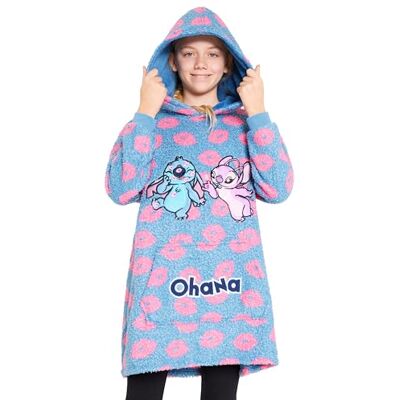 Disney Camisolas com capuz para menina, camisola Stitch menina, roupão manta infantil, roupão manta polar oversize roupa para meninas Disney Camisolas com capuz para menina, camisola Stitch menina, roupão manta infantil, roupão manta polar oversize roupa para meninas