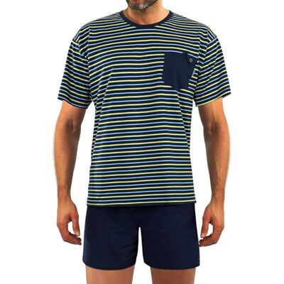 Sesto Senso Pijama homem curto algodão roupa de dormir conjunto camisa de manga curta calções Sesto Senso Pijama homem curto algodão roupa de dormir conjunto camisa de manga curta calções