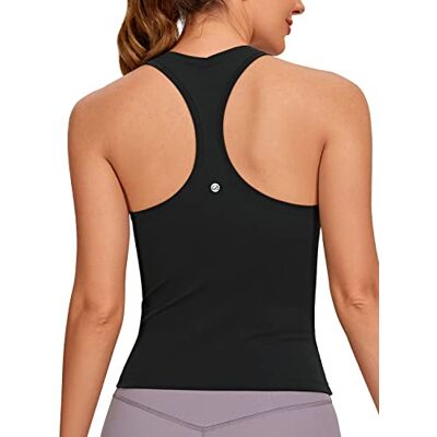 CRZ YOGA Mulher Butterluxe Racerback Camiseta Sem Mangas Treino Yoga Desportivo Ajustado Confortável Tank Top, Preto CRZ YOGA Mulher Butterluxe Racerback Camiseta Sem Mangas Treino Yoga Desportivo Ajustado Confortável Tank Top, Preto