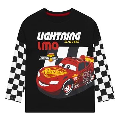 Disney T-shirt de Carros Rayo Mcqueen para Criança, T-shirt de Manga Comprida para Criança, Roupa Lightning Mcqueen Carros Disney T-shirt de Carros Rayo Mcqueen para Criança, T-shirt de Manga Comprida para Criança, Roupa Lightning Mcqueen Carros