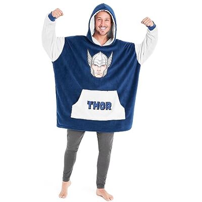 Marvel Camisola Oversize Homem Avengers Camisola Oversize dos Vingadores Manta Homem, Azul / cinza, Tamanho único Marvel Camisola Oversize Homem Avengers Camisola Oversize dos Vingadores Manta Homem, Azul / cinza, Tamanho único