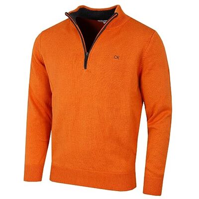 Calvin 2026 Homem Chunky Knit Cotton 1/2 Zip CK camisola de golfe Forma suave e duradoura que não desbota que mantém o ajuste regular Calvin 2026 Homem Chunky Knit Cotton 1/2 Zip CK camisola de golfe Forma suave e duradoura que não desbota que mantém o ajuste regular