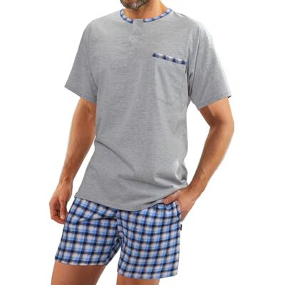 Sesto Senso Pijama homem curto algodão roupa de dormir conjunto camisa de manga curta calções Sesto Senso Pijama homem curto algodão roupa de dormir conjunto camisa de manga curta calções