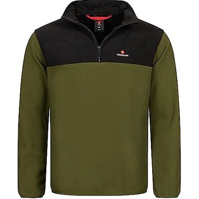 Höhenhorn Skyja Jersey de inverno e outono de microfibra polar para homem, camisola com fecho médio, preto / verde, S Höhenhorn Skyja Jersey de inverno e outono de microfibra polar para homem, camisola com fecho médio, preto / verde, S