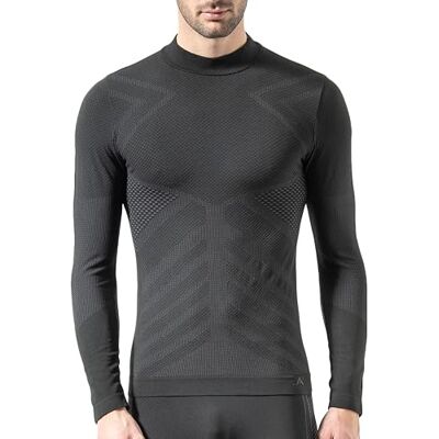 Risalti T-shirt térmica para homem de manga comprida Energy gola alta, camisola técnica, respirável, compacta, roupa interior térmica sem costuras e etiquetas, esqui, Trekking, Running Made in Risalti T-shirt térmica para homem de manga comprida Energy gola alta, camisola técnica, respirável, compacta, roupa interior térmica sem costuras e etiquetas, esqui, Trekking, Running Made in