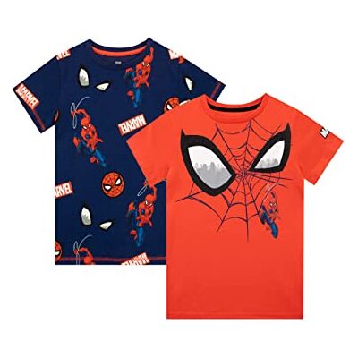 Marvel Pacote de 2 camisolas de homem Aranha para crianças t-shirt de manga curta para crianças Marvel Pacote de 2 camisolas de homem Aranha para crianças t-shirt de manga curta para crianças
