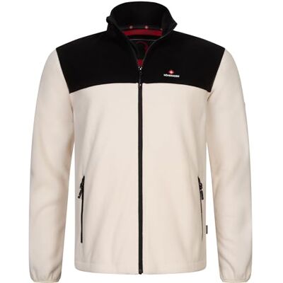 Höhenhorn Badus Casaco polar para homem fecho completo caminhadas ao ar livre caminhadas, Bege e preto, M Höhenhorn Badus Casaco polar para homem fecho completo caminhadas ao ar livre caminhadas, Bege e preto, M