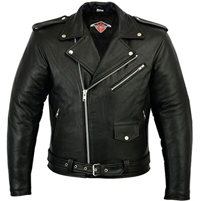 Texpeed Casaco de mota de couro para homem Marlon Brando casaco de motociclista touring com proteções originais CE (EN 1621-1) preto XL Texpeed Casaco de mota de couro para homem Marlon Brando casaco de motociclista touring com proteções originais CE (EN 1621-1) preto XL
