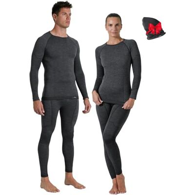 Risalti Roupa térmica homem mulher lã Merino – conjunto térmico t-shirt e leggings unissexo com gola de presente, roupa interior térmica Seamless respirável e termóstuladora, Made in Italy Risalti Roupa térmica homem mulher lã Merino – conjunto térmico t-shirt e leggings unissexo com gola de presente, roupa interior térmica Seamless respirável e termóstuladora, Made in Italy