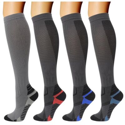 DRESHOW 4 pares meias de compressão para mulheres e homens círculo melhor suporte para atletismo, corrida, ciclismo, viajar DRESHOW 4 pares meias de compressão para mulheres e homens círculo melhor suporte para atletismo, corrida, ciclismo, viajar