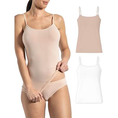 Risalti T-shirt alças mulher bambu ombros estreitos 2 unidades T-shirts alças para mulher, t-shirt de mulher respirável, colete de mulher, t-shirt interior para mulher, roupa de mulher sem costura Risalti T-shirt alças mulher bambu ombros estreitos 2 unidades T-shirts alças para mulher, t-shirt de mulher respirável, colete de mulher, t-shirt interior para mulher, roupa de mulher sem costura