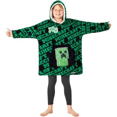 Minecraft Camisola manta criança e adolescente, Creeper camisola com capuz com bolso canguru, presentes para Gamers, Verde/preto Minecraft Camisola manta criança e adolescente, Creeper camisola com capuz com bolso canguru, presentes para Gamers, Verde/preto