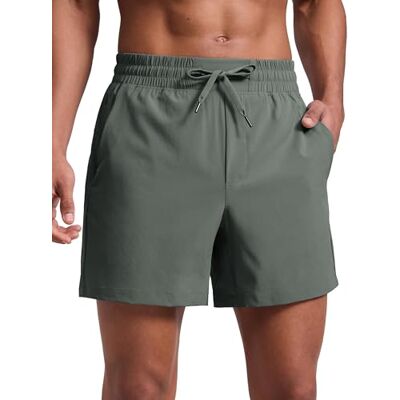 CRZ YOGA Homem calções desportivos de corrida de secagem rápida com bolsos 13/18/23 cm, Sábio Cinzento, L CRZ YOGA Homem calções desportivos de corrida de secagem rápida com bolsos 13/18/23 cm, Sábio Cinzento, L
